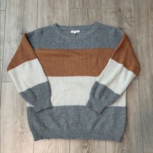 Gray, Brown, and Cream Colorblock Sweater